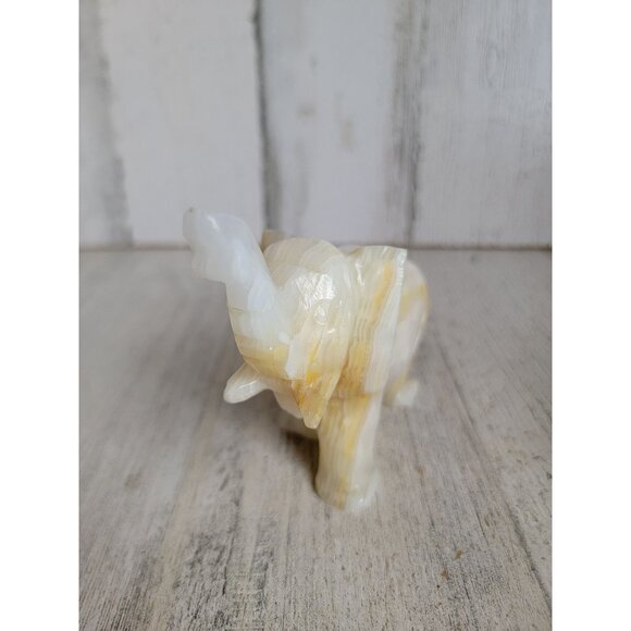 Onyx carved elephant white home decor unique figure safari - Picture 4 of 9